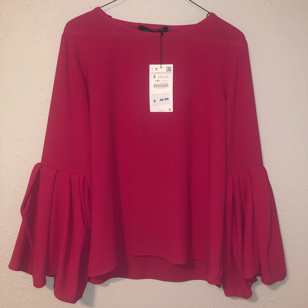 New Zara blouse pink long sleeves